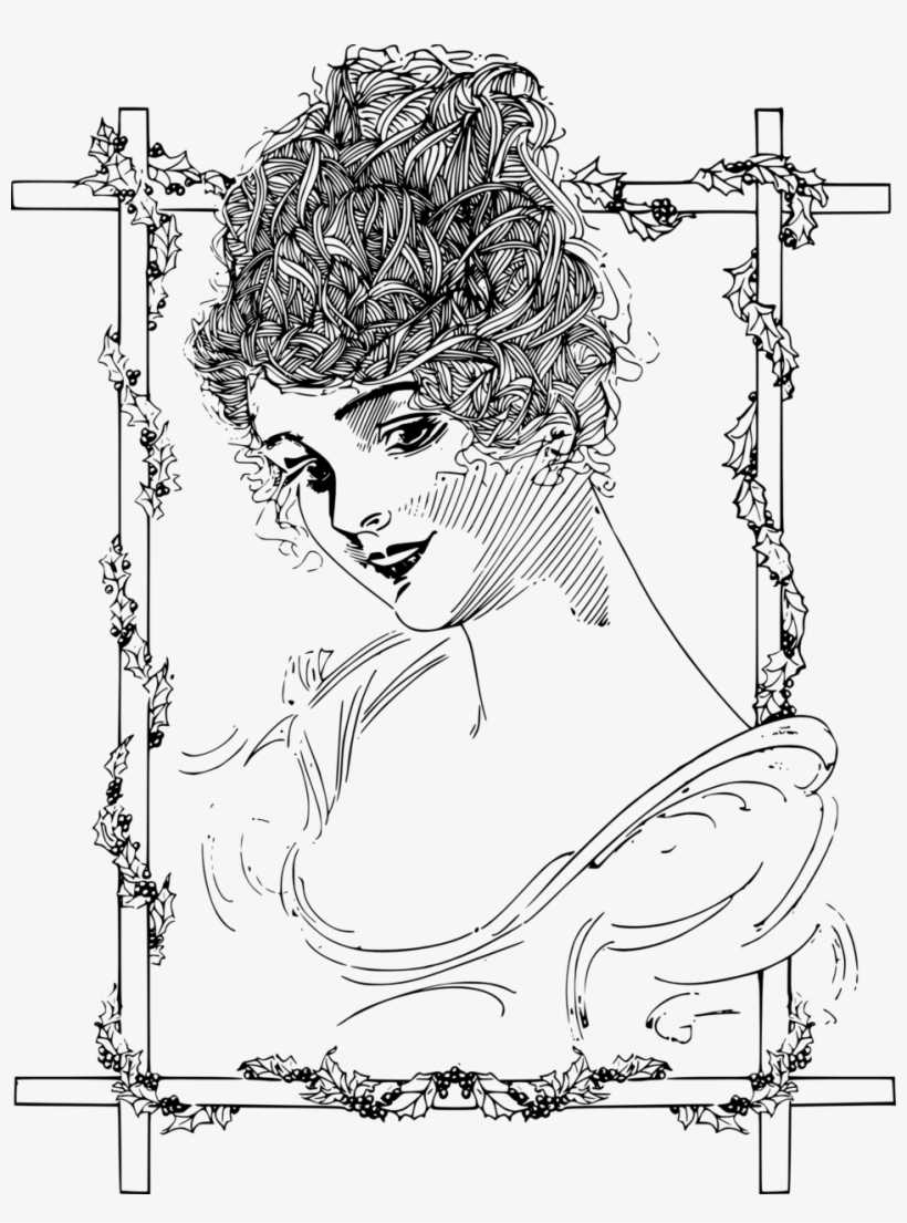 Beautiful Woman - Face - Line Art, transparent png