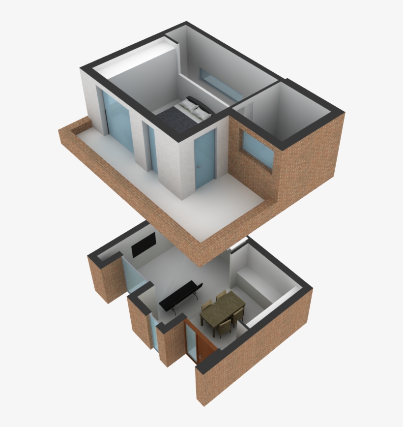 An Open Plan Bedroom, Bathroom And Roof Terrace To - House, transparent png