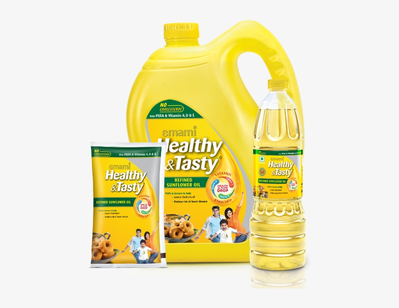 The Popularity Of Sunflower Oil All Around The World - Emami Healthy And Tasty Refined Vegetable Oil Pouch,, transparent png