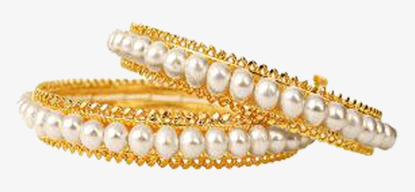 Pearl Bangles Diamonds - Gold Pearl Bangles Designs, transparent png