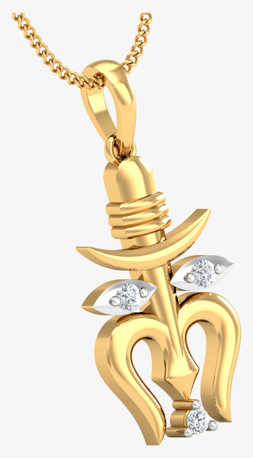 Diamond Religious Pendant Trishul0 - Gold Ganesh Pendant Designs, transparent png