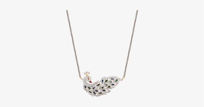 A Peacock Inspired, Beautiful Diamond Tanmaniya With - Peacock Diamond Pendant Mangalsutra, transparent png
