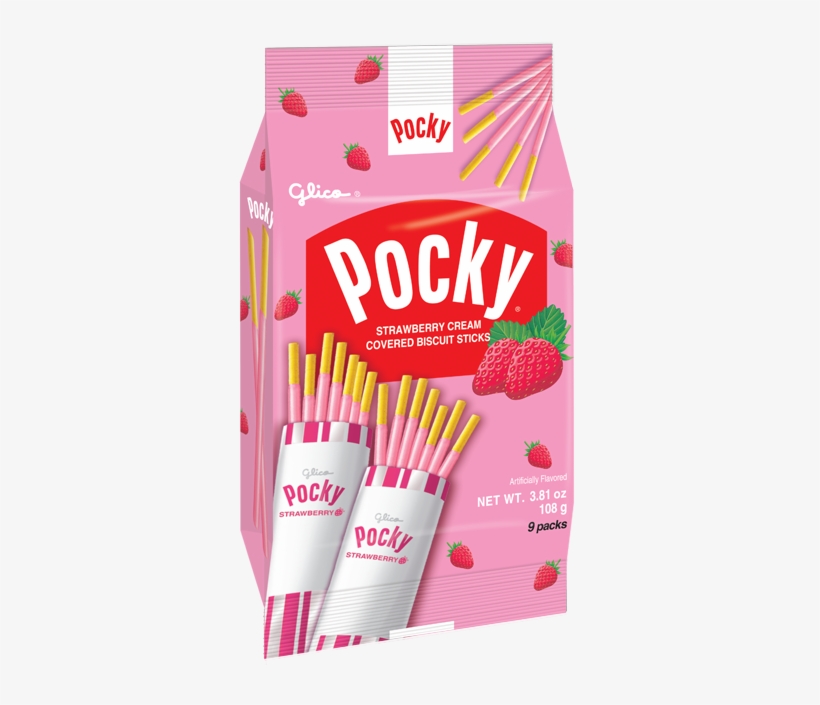 Pocky Strawberry Family Pack - Glico Pocky Biscuit Sticks, transparent png