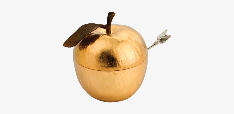 Golden Apple Honey Pot With Arrow Spoon - Michael Aram Gold Plated Apple Honey Pot, transparent png