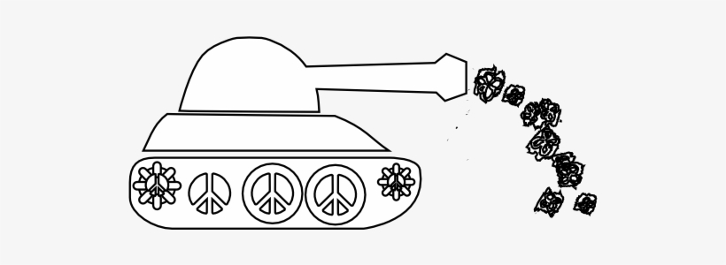 Peace Tank Black White Line Art Flower Christmas Xmas - Tanque De Guerra Dibujo, transparent png