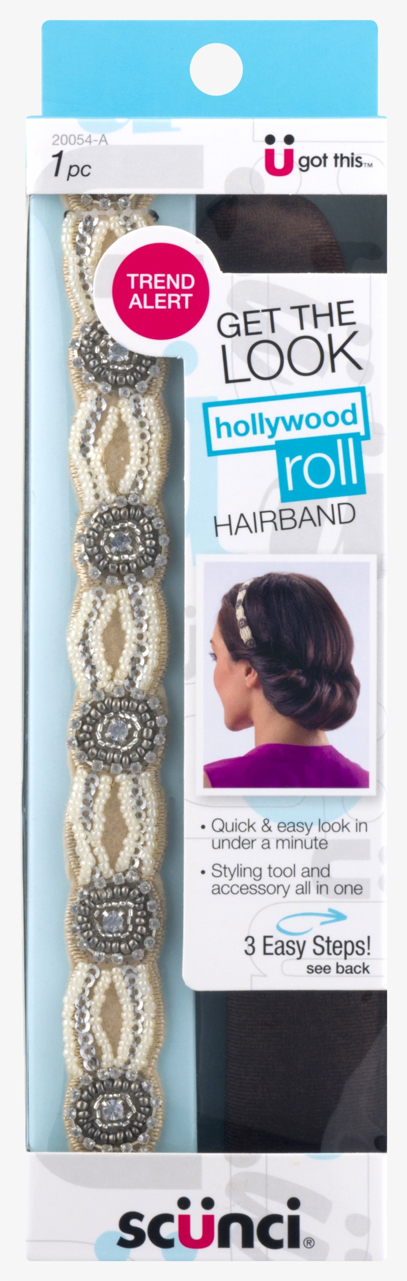 Scunci Real Style Hollywood Roll Hairband, - Scunci Real Style Hairband, Hollywood Roll, transparent png