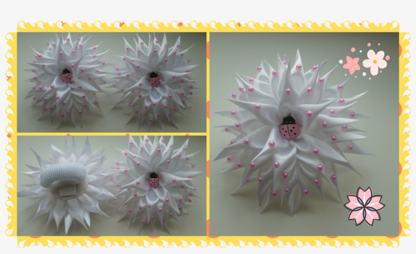 Elastic Hair Band Flower - Victoriaartstore 2 Pcs Set Elastic Band Hair Clip White, transparent png