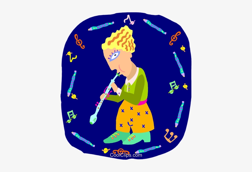 Girl Playing Flute Royalty Free Vector Clip Art Illustration - Illustration, transparent png