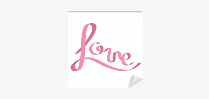 Pink Satin Ribbon In Shape Of Word Love - Satin, transparent png