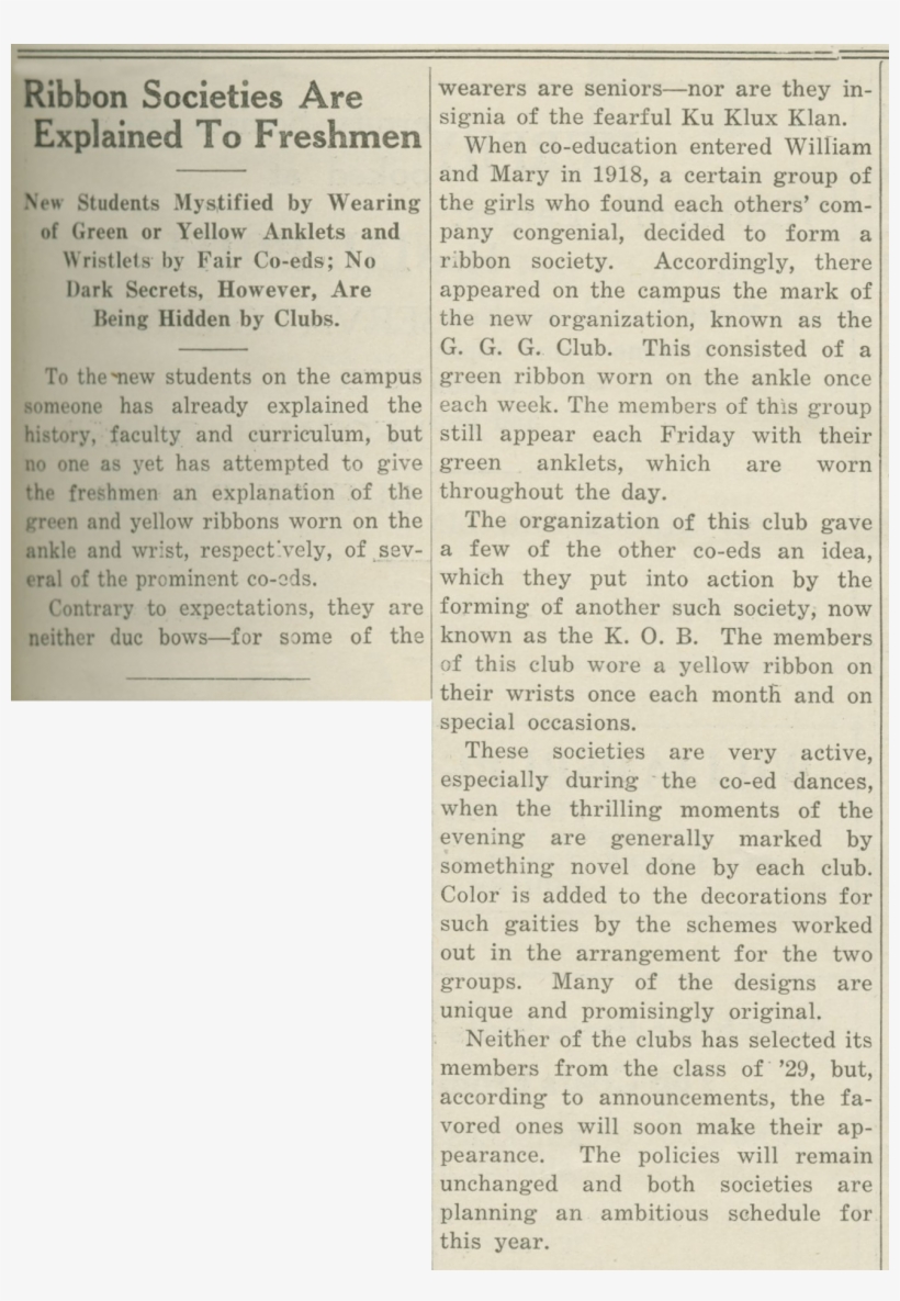 "ribbon Societies Are Explained To Freshmen," Flat, transparent png