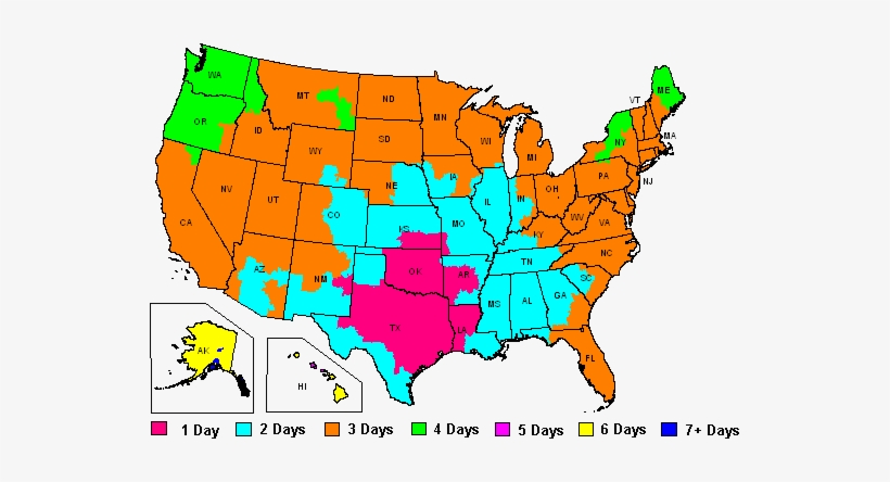 This Map Shows Detailed Transit Times For Fedex Parcels - Geographic Distribution Of Plague In Us, transparent png
