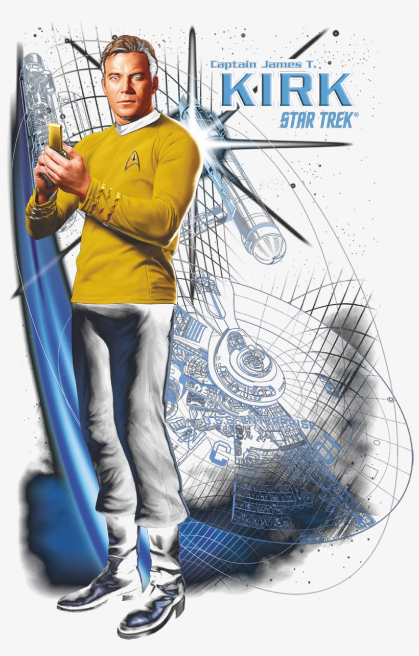 Star Trek Galactic Kirk Men's Ringer T-shirt - Enterprise Cutaway, transparent png