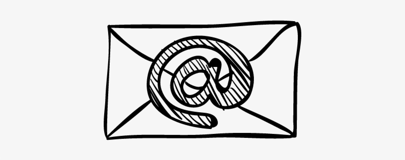 Email Sketched Envelope With Arroba Sign Vector - Email Icon Sketch Png, transparent png