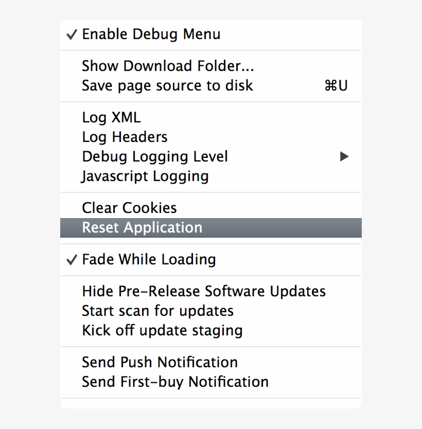 App Store Debug Menu - Jpeg, transparent png