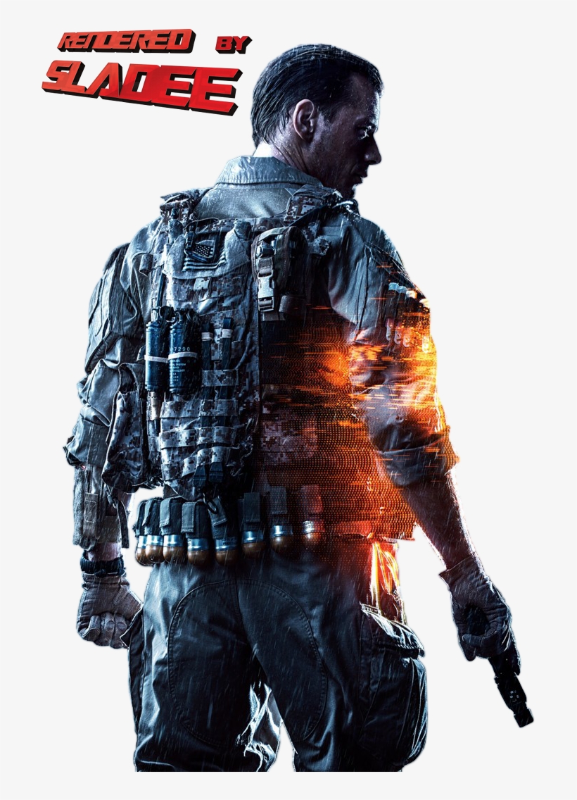 Battlefield 4 Key Soldier Back Render By Sladee - Army Soldiers Back Png, transparent png