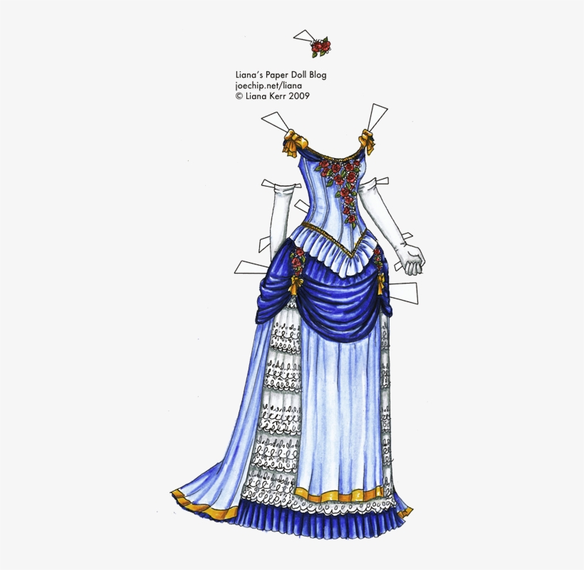 1885 Ball Gown In Blue And Gold Tabbed - 1880s Ball Gowns, transparent png