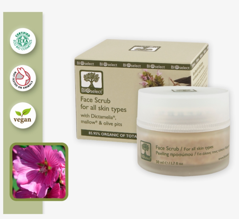 Face Scrub For All Skin Types With Dictamelia, Mallow - Bioselect Face Scrub / Peeling, transparent png