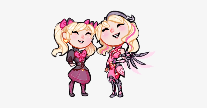 Pink Mercy And Black Cat D Va, transparent png