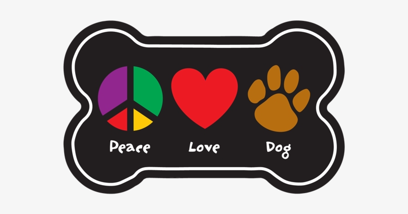 Peace Love Dog Bone Magnet - Heart, transparent png