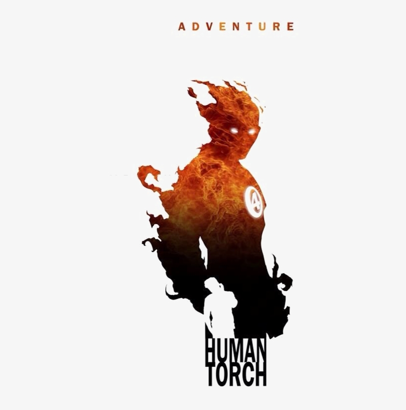 Human Torch Png Photo - Silhouette Marvel Logo Superhero, transparent png