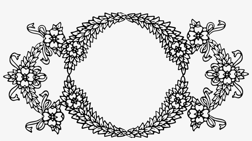 Jpg Black And White Download Vintage Floral Wreath - Transparent Art Pixel Border, transparent png