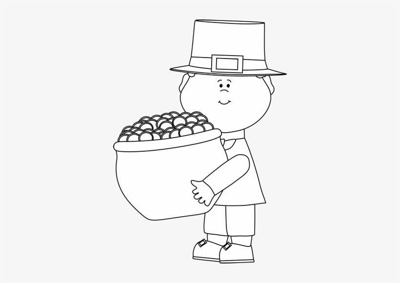 Black And White Saint Patrick's Day Boy With Pot Of - Saint Patrick's Day, transparent png