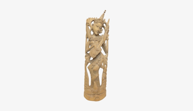Small Javanese Saraswati - Wood, transparent png