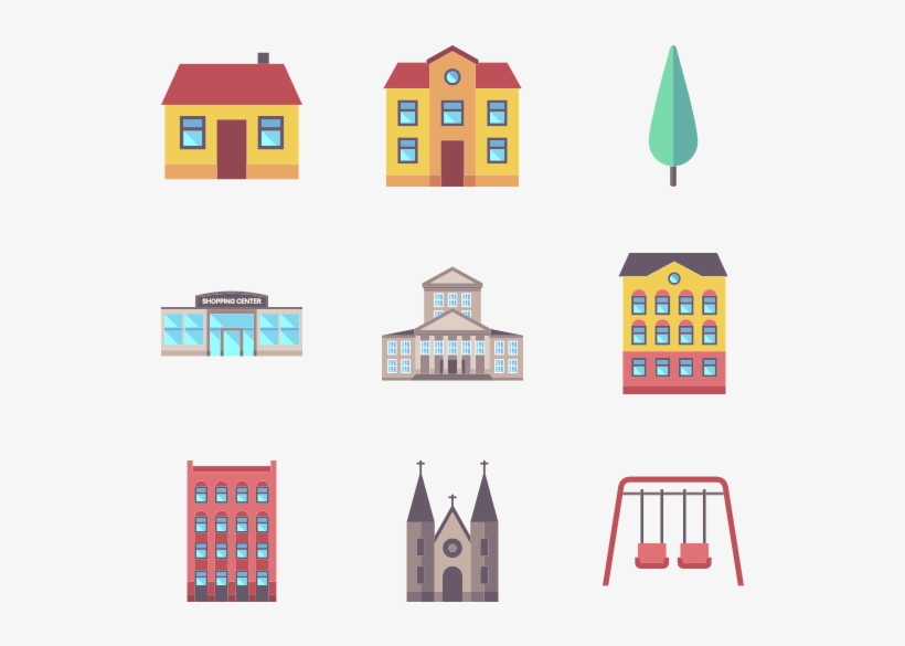 Building Icons - City Element, transparent png