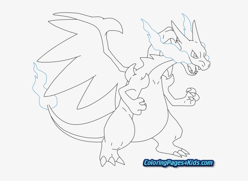 Download Transparent Charizard Coloring Pages - Pokemon Mega Charizard