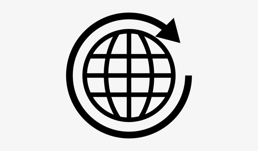 Arrow In Circle Around World Grid Vector - Around The World Icon, transparent png