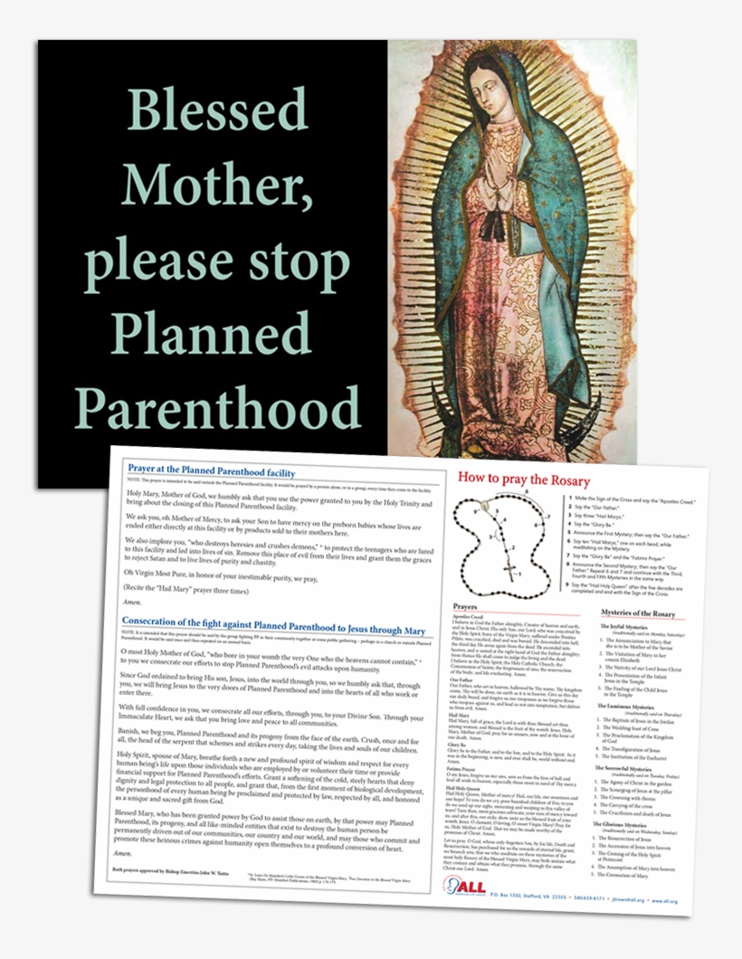 Our Lady Of Guadalupe, Stop Planned Parenthood Sign - Basilica Of Our Lady Of Guadalupe, transparent png