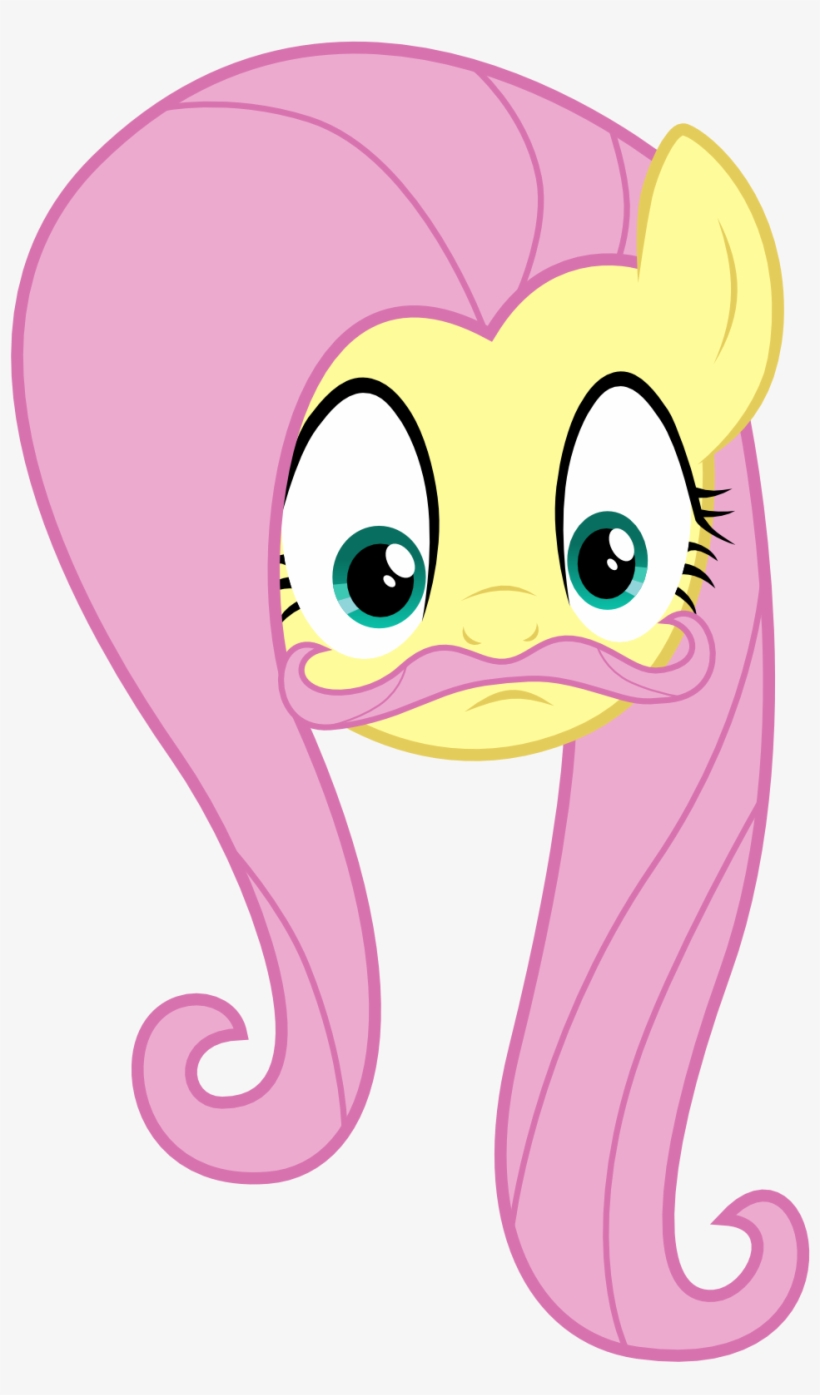Remezer, Fluttershy, Moustache, Safe, Solo, Warfstache - Cartoon, transparent png