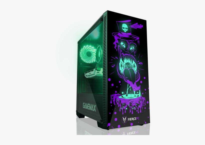 Gamemax Draco Rgb Black Midi Case With Shaman Hd Armour - Green And Purple Pc Case, transparent png