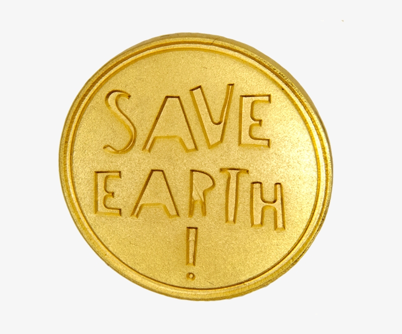 Save Earth Pin, Gold - Coin, transparent png