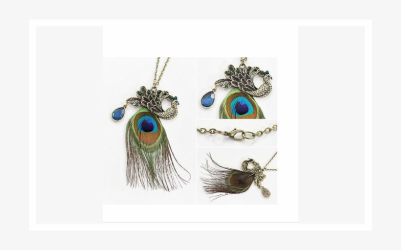 Alloy Bronze Peacock Feather With Water Drop Crystal - Lady Women Vintage Retro Cute Peacock Pendant Sweater, transparent png