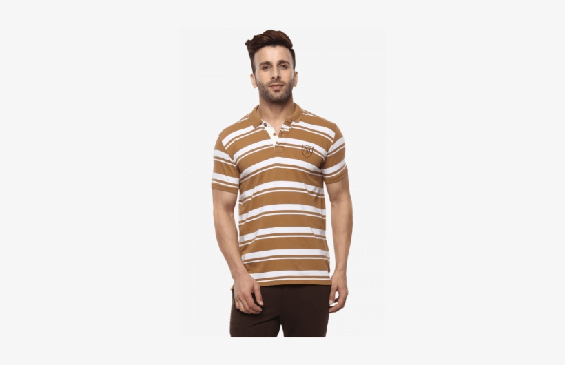 Polo Stripes Khaki Half Sleeves T-shirt - Gentleman, transparent png