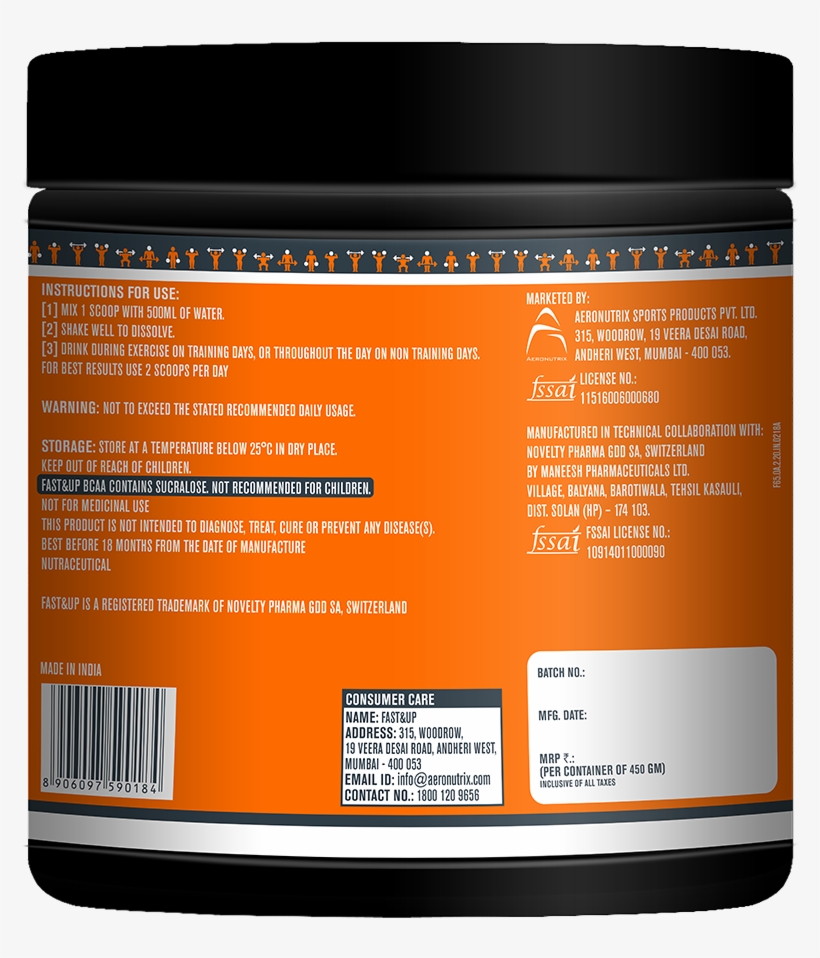Fastandup Bcaa 450 Gm - Branched-chain Amino Acid, transparent png