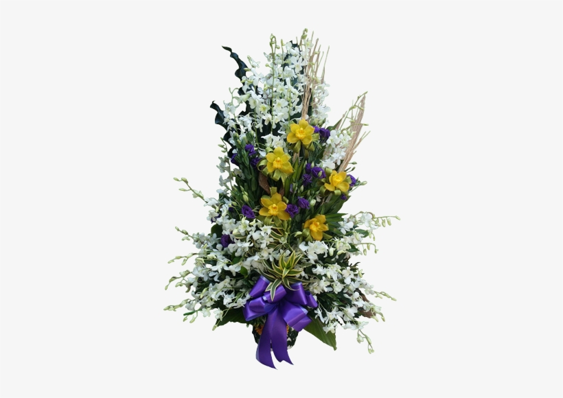 Big Vase Arrangement Of Orchids And Lisianthus - Flower, transparent png