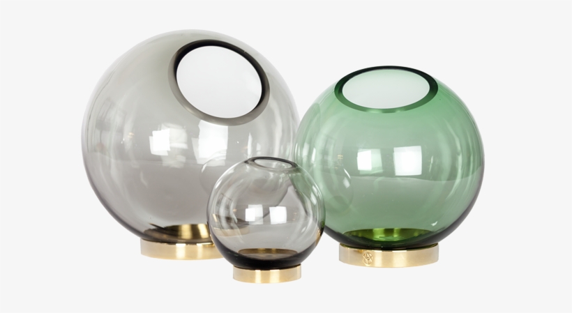 Round Glass Vase With Brass Stand - Vase, transparent png