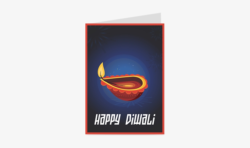 Happy Diwali With Diya In Blue Background Greeting - Diwali, transparent png
