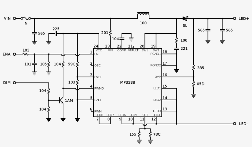 Schematic Of Stock, Unmodified "fancyboost" Led Driver - Laptop Led Backlight Circuit, transparent png