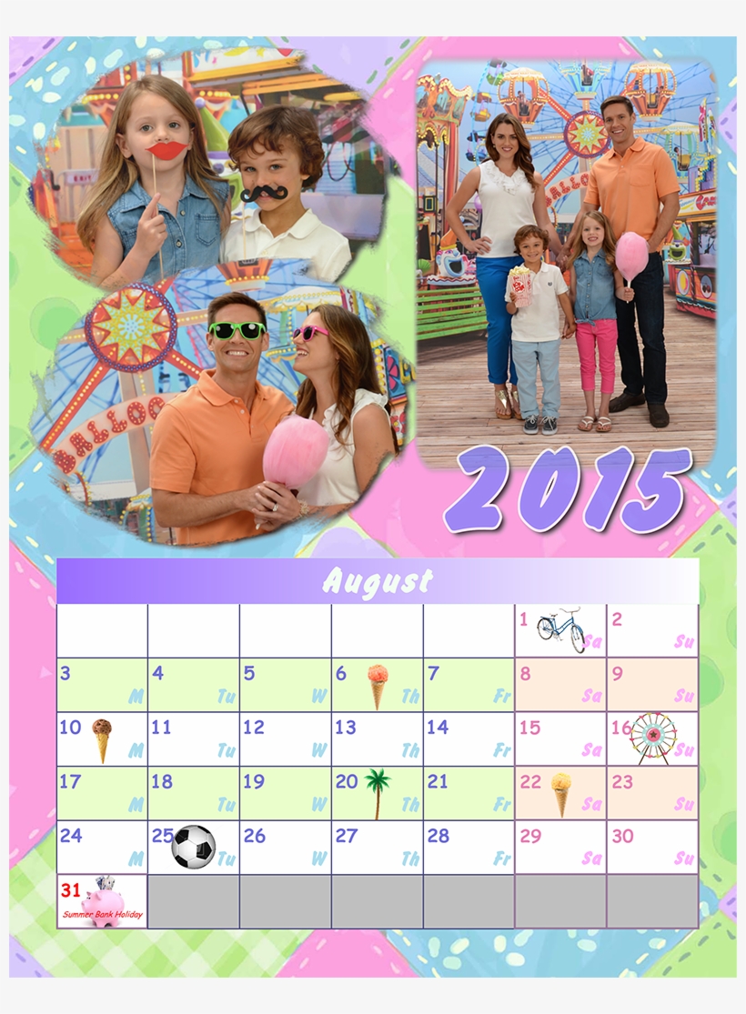 Personalised Photo Calendar For August - Family Calendar Design 2015, transparent png