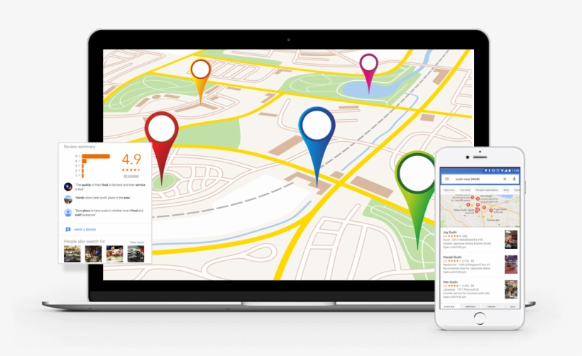 Get More Business Through Google Maps - Maps On Laptop Png, transparent png
