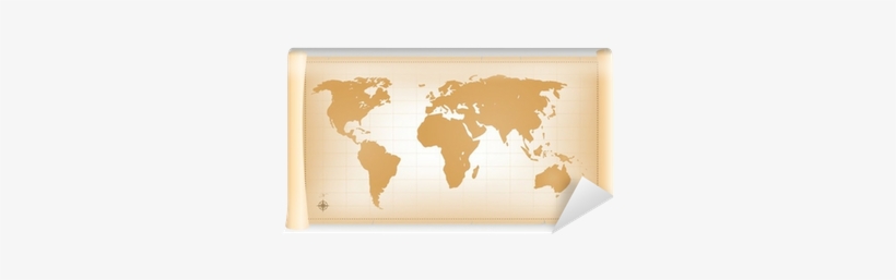 Vintage World Map On Parchment Scroll Wall Mural • - Union Of South American Nations Map, transparent png