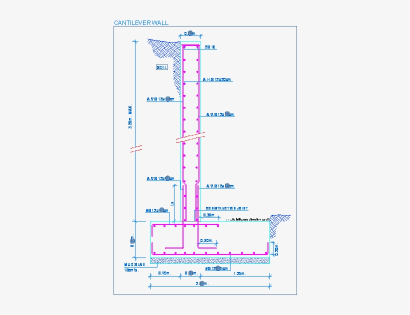 28 Collection Of Toe Wall Drawing - Rc Retaining Wall Detail - 398x560