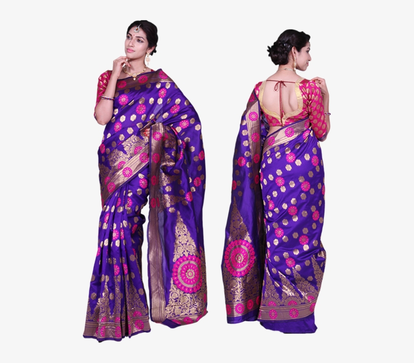Thangam Blue Jari Jacquard Cotton Silk Saree - Silk, transparent png