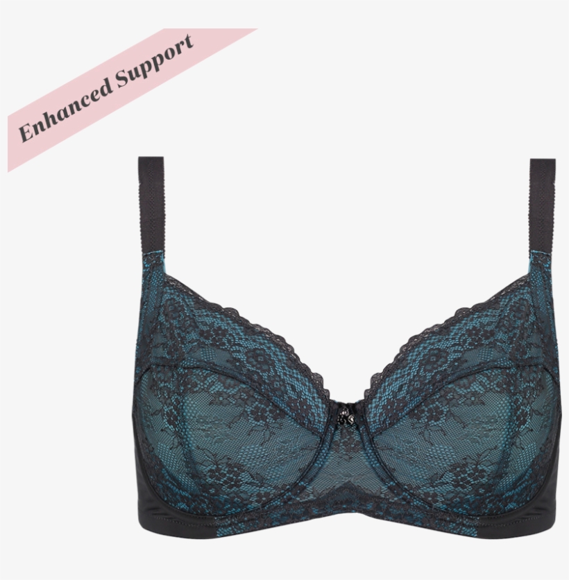 Affordable Charcoal/aqua Contrast Lace Bra Charcoal - Bra, transparent png