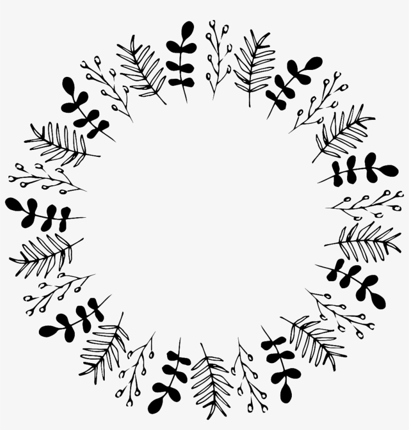 Hand Painted Wreath Free Black And White Wreath - Black, transparent png