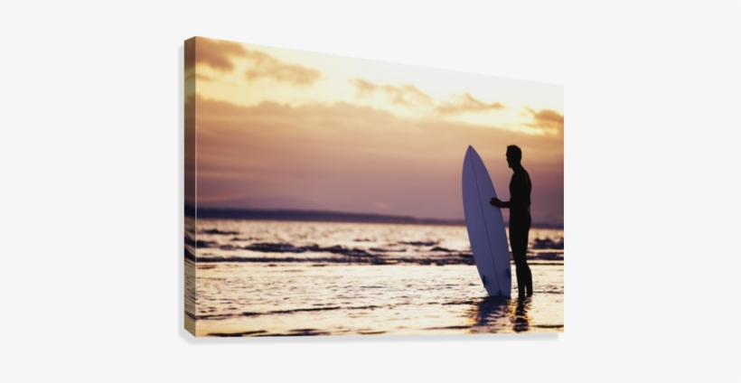 Surfer Silhouette Canvas Print - Surfing, transparent png