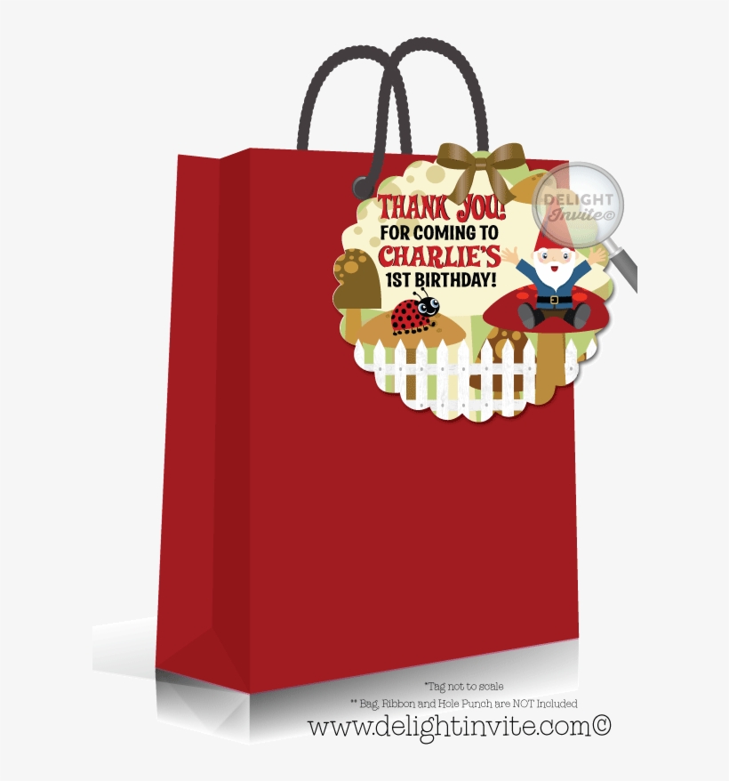 Garden Gnome Birthday Favor Tag - Birthday, transparent png